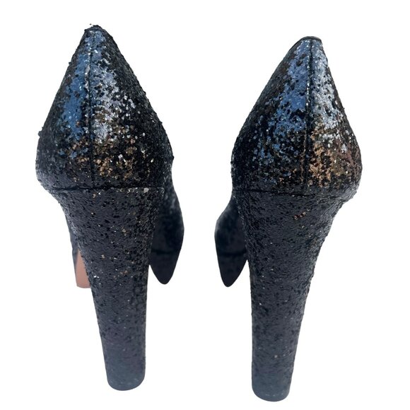 BCBGeneration Women’s Size 7.5B Sequin Black Peep Toe 1.5” Platform 5” Heels Sti - Picture 7 of 11